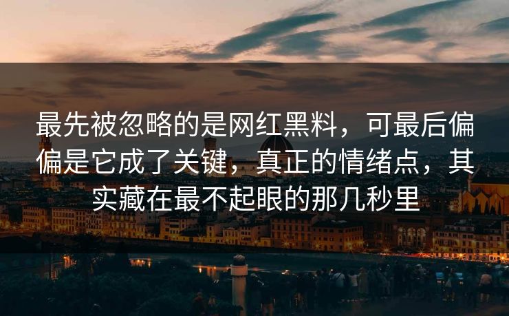 最先被忽略的是网红黑料，可最后偏偏是它成了关键，真正的情绪点，其实藏在最不起眼的那几秒里