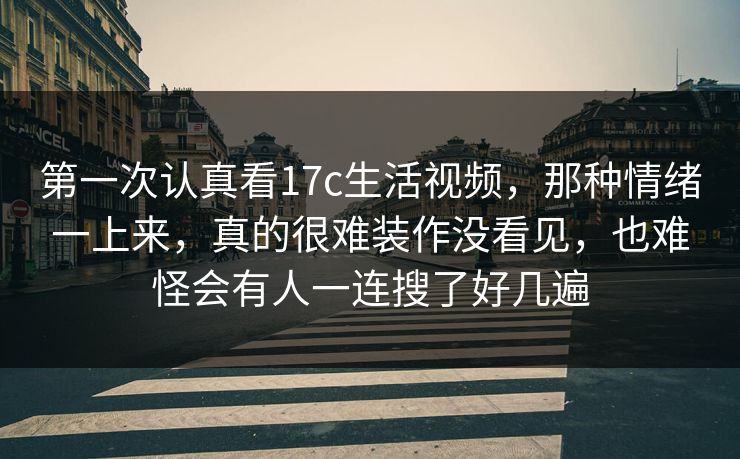 第一次认真看17c生活视频，那种情绪一上来，真的很难装作没看见，也难怪会有人一连搜了好几遍