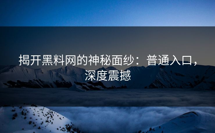 揭开黑料网的神秘面纱：普通入口，深度震撼