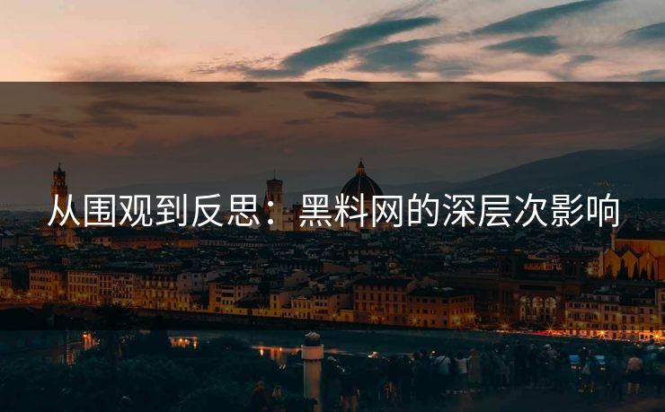 从围观到反思：黑料网的深层次影响