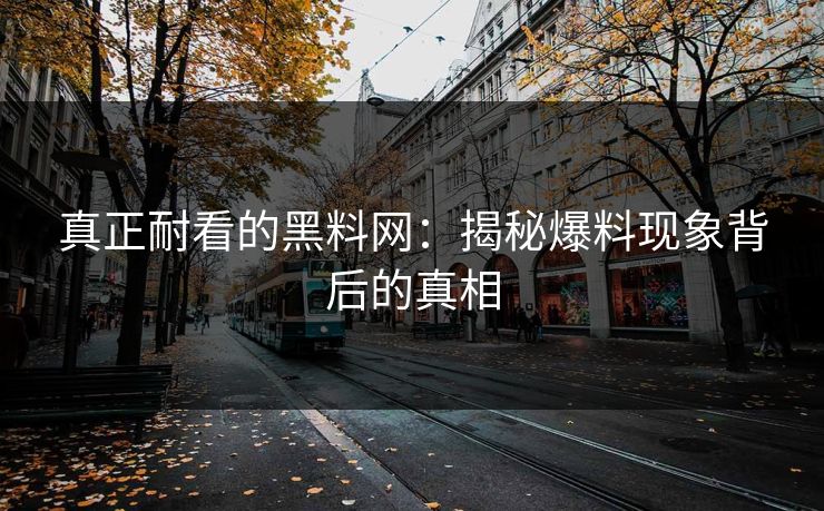 真正耐看的黑料网：揭秘爆料现象背后的真相