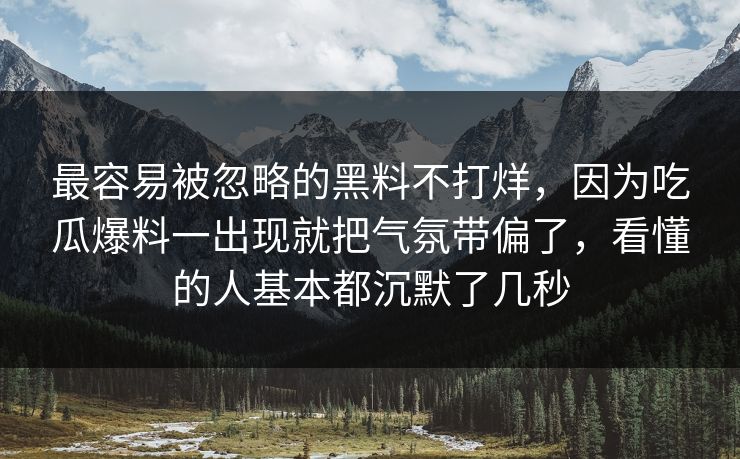 最容易被忽略的黑料不打烊，因为吃瓜爆料一出现就把气氛带偏了，看懂的人基本都沉默了几秒