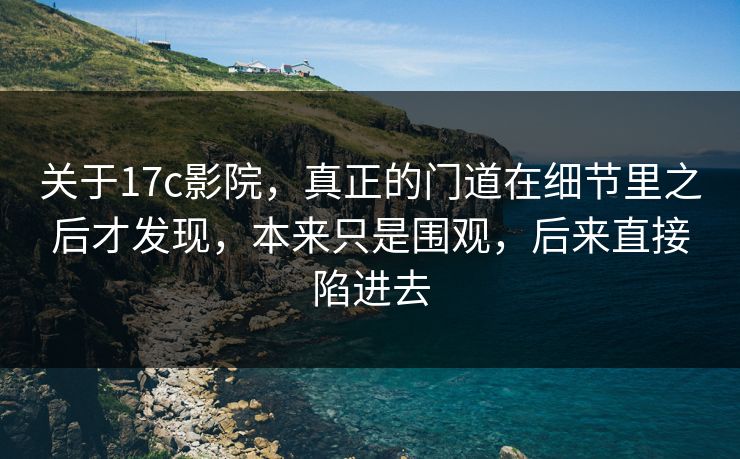 关于17c影院，真正的门道在细节里之后才发现，本来只是围观，后来直接陷进去