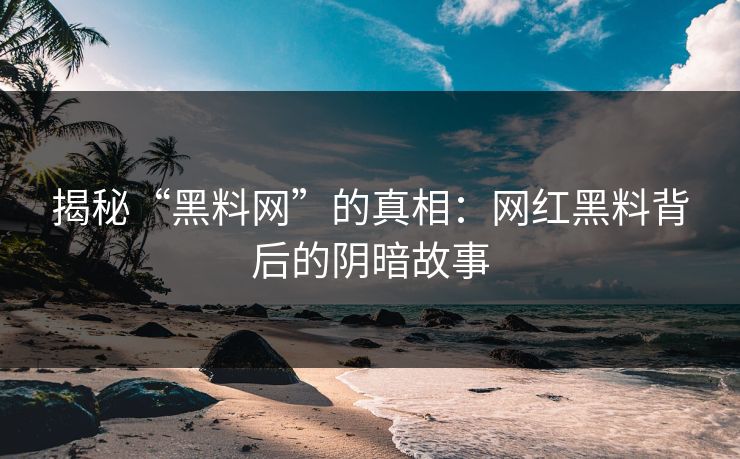 揭秘“黑料网”的真相:网红黑料背后的阴暗故事 揭秘“黑料网”的真相:网红黑料背后的阴暗故事