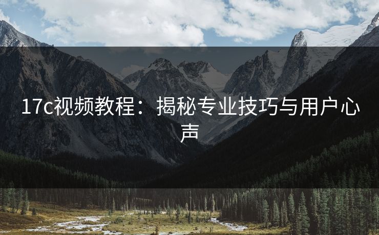 17c视频教程：揭秘专业技巧与用户心声